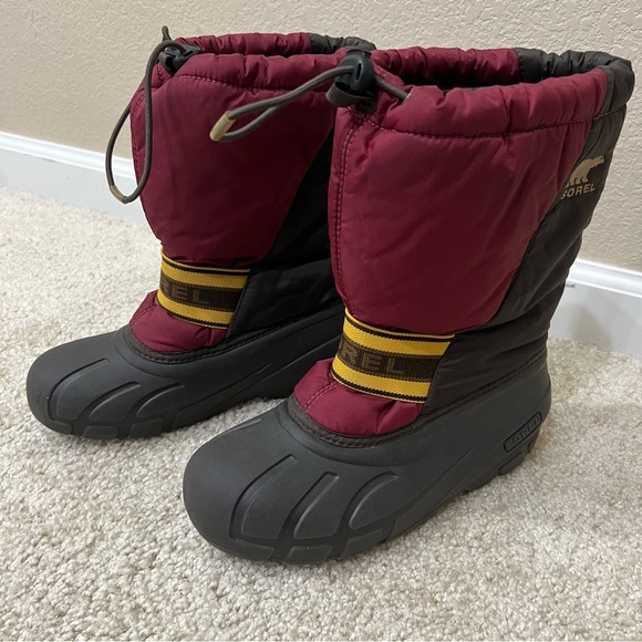 Sorel Youth Snow Winter Boots Kids Size 4 Maroon NY1799-228 Slip On Insulated, - Picture 2 of 15